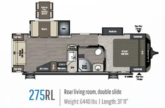 2020 Keystone Laredo 275RL floor plan