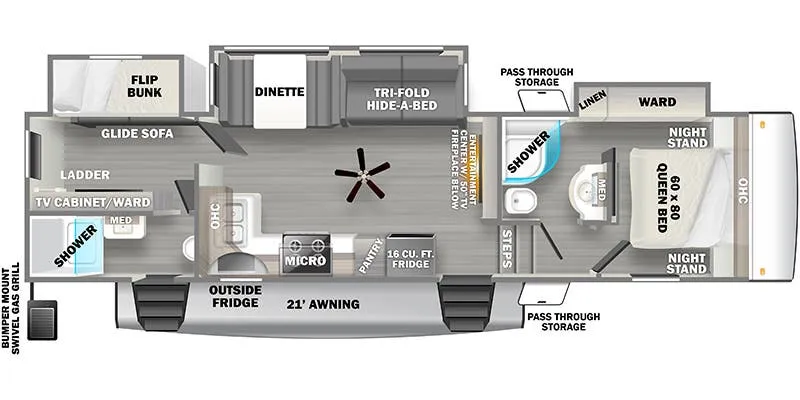 2022 Forest River Sandpiper 3330BH floor plan