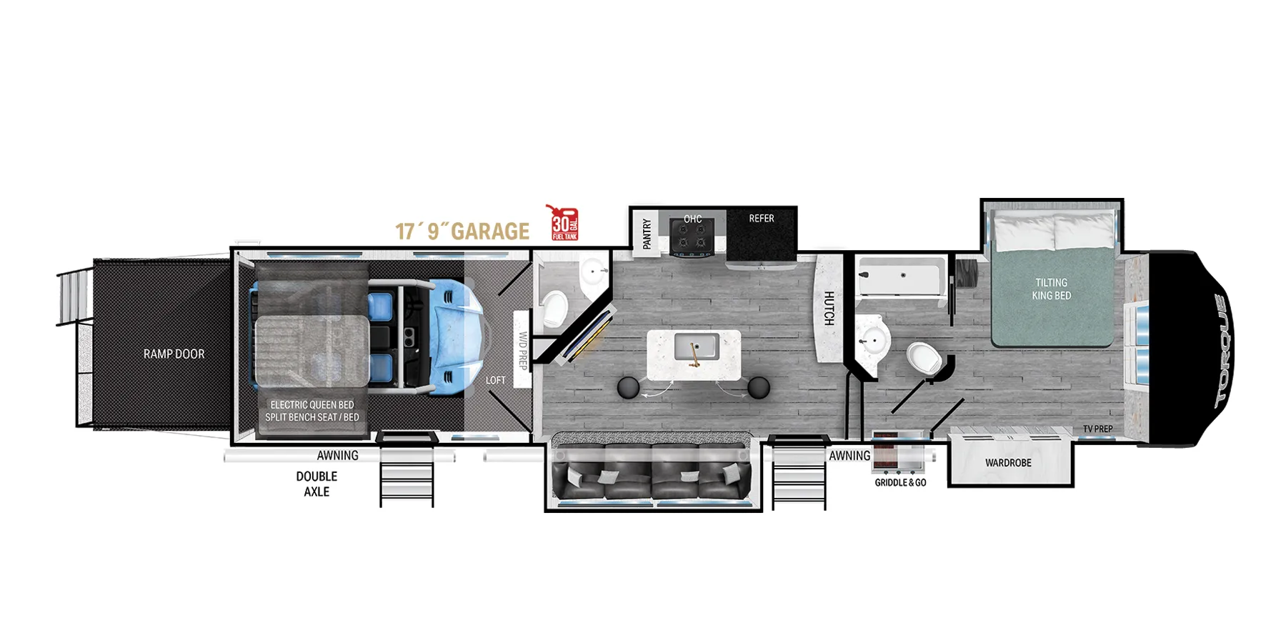 Heartland Torque Fifth Wheel 418 floor plan