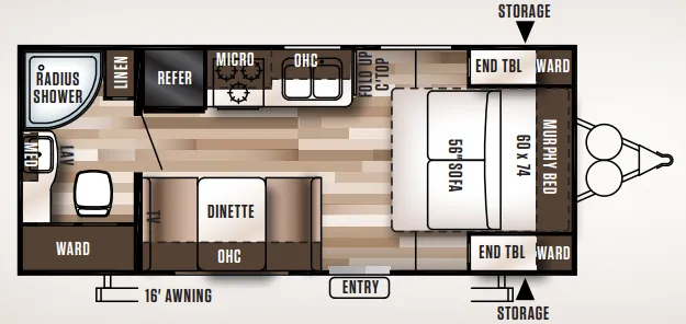 Forest River Wildwood X-Lite 171RB floor plan