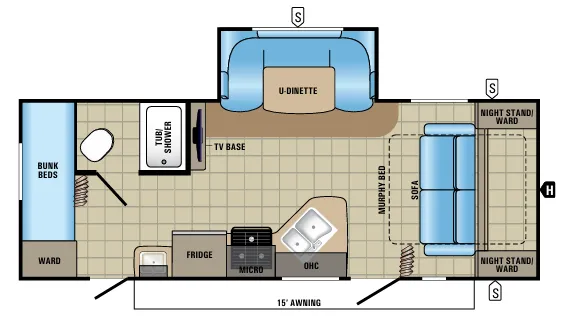 Jayco Jay Feather 23BHM floor plan
