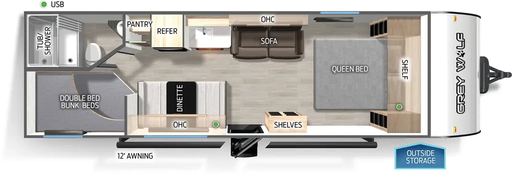2026 Forest River Cherokee Grey Wolf 26EV floor plan