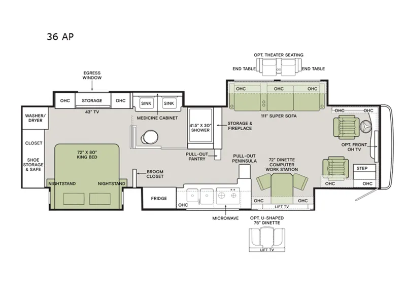 2026 Tiffin Allegro Bus 36 AP - Floor plan