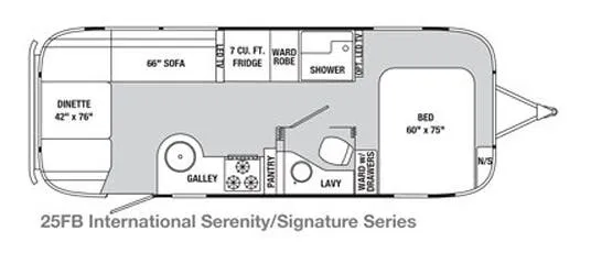 Airstream International 25FB floor plan