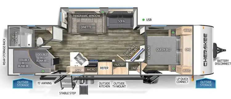Forest River Cherokee 264DBH floor plan