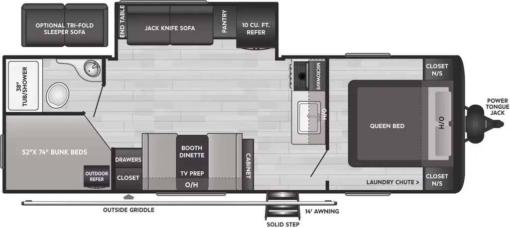 2024 Keystone Hideout 25BHS floor plan