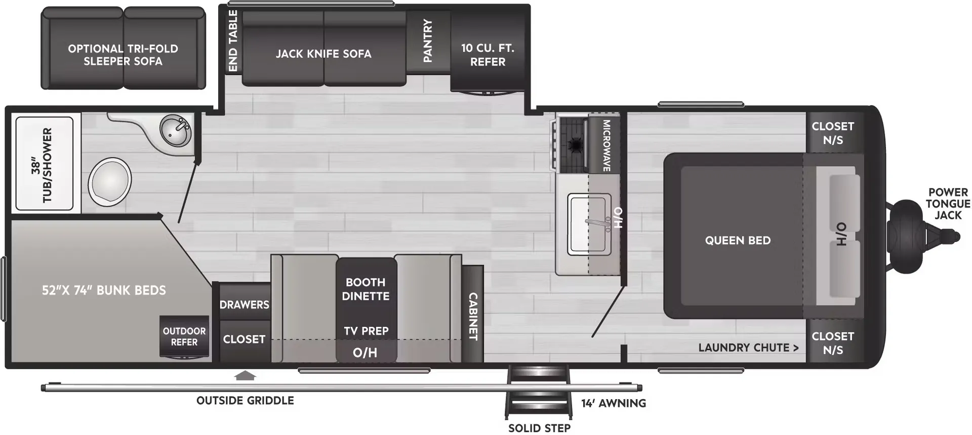 2024 Keystone Hideout 25BHS - Floor plan