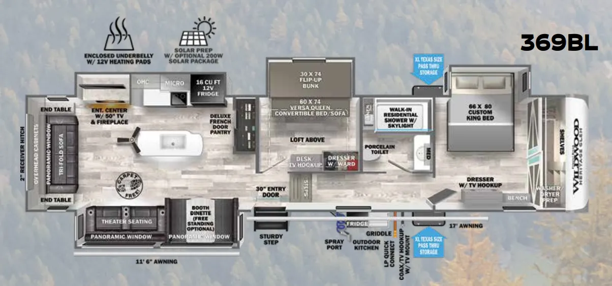 Forest River Wildwood Heritage Glen 369BL floor plan