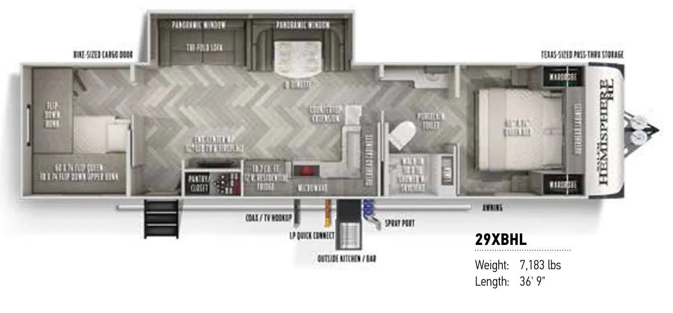 Forest River Salem Hemisphere Hyper-Lyte 29XBHL floor plan