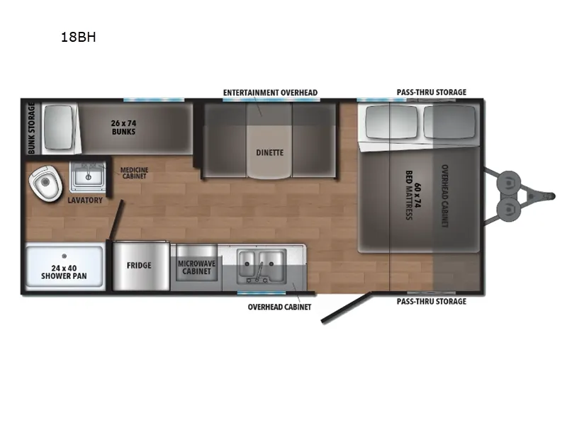 2019 Forest River Shasta 18BH floor plan