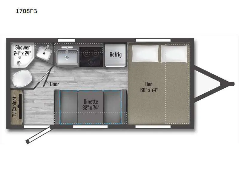 2022 Winnebago Micro Minnie 1708FB - Floor plan