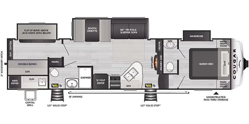 2026 Keystone Cougar Half-Ton 32BHS - Floor plan