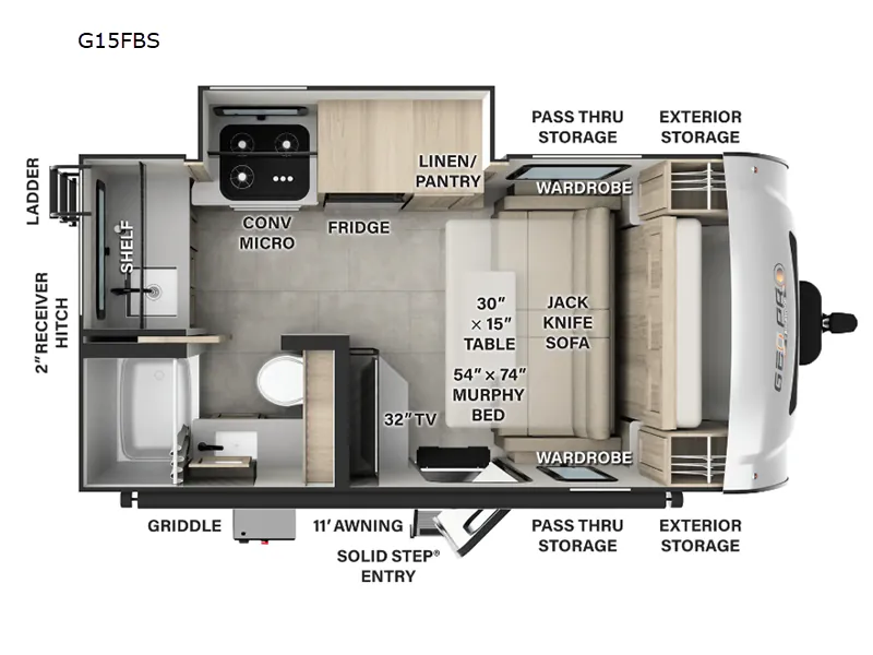 2025 Forest River Rockwood Geo Pro G15FBS - Floor plan
