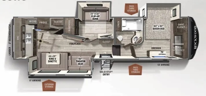Forest River Rockwood Ultra Lite 2887MB floor plan