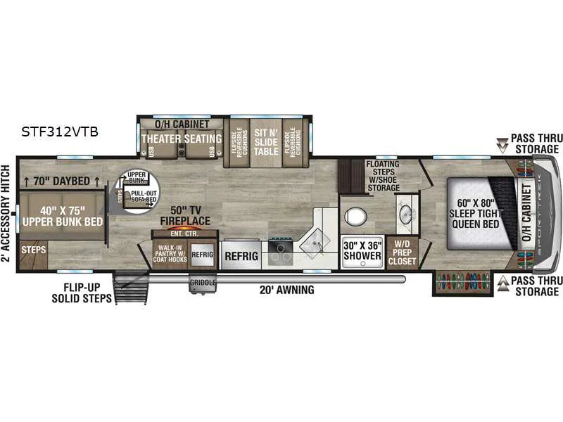 2026 Venture RV SportTrek STF312VTB - Floor plan