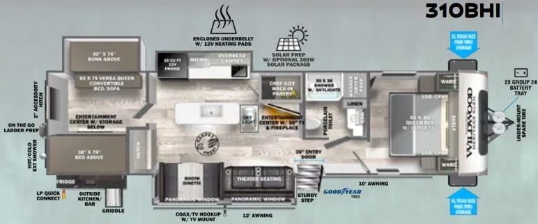 Forest River Wildwood Heritage Glen 310BHI floor plan