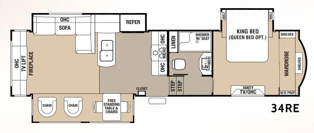 Forest River Cedar Creek Hathaway Edition 34RE floor plan