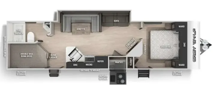 Forest River Cherokee Grey Wolf 27DBH floor plan