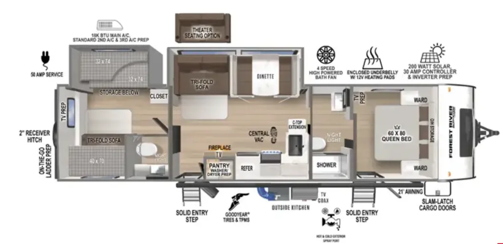 2025 Forest River Surveyor Legend 303BHLE floor plan