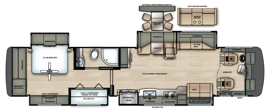 Forest River Berkshire XLT 43B floor plan