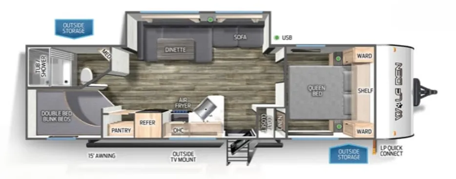 Forest River Cherokee Wolf Den 262DBH floor plan