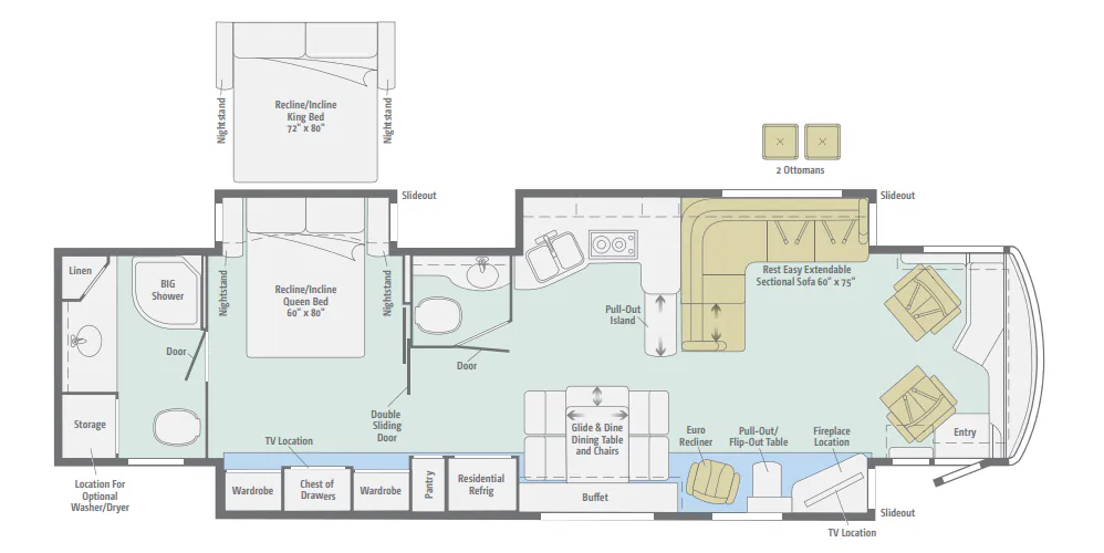 Winnebago Meridian 42E floor plan