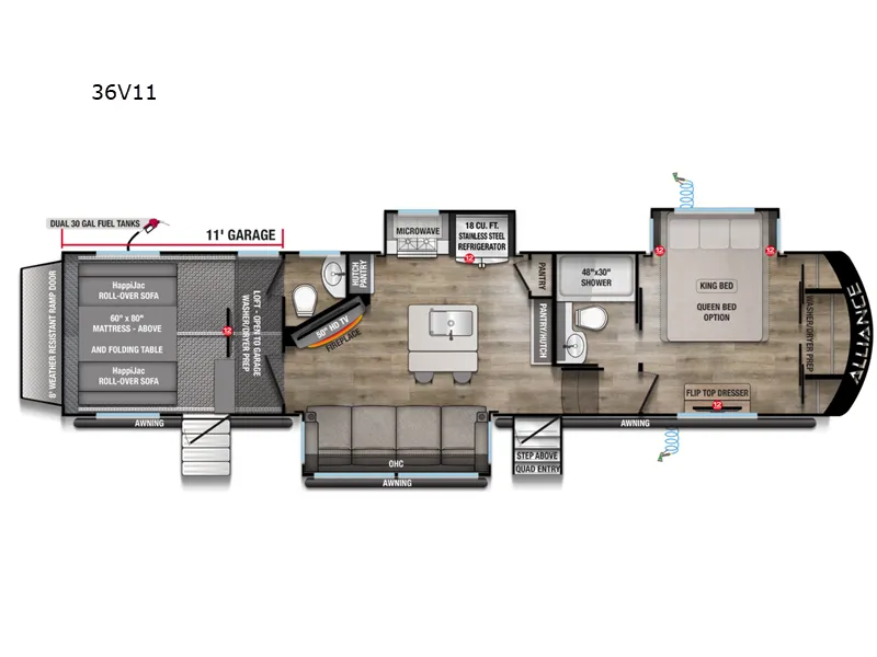 2026 Alliance RV Valor 36V11 floor plan