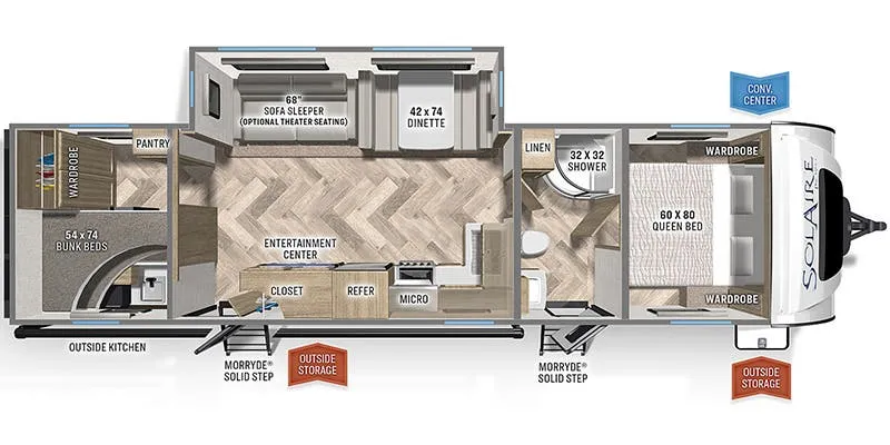 Palomino Solaire Ultra-Lite 315 DQBH floor plan
