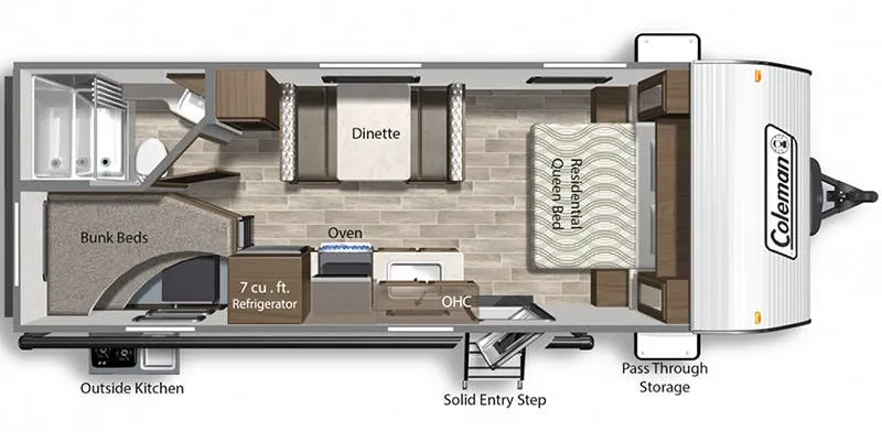 2020 Dutchmen Coleman Lantern LT Series 215BHWE - Floor plan