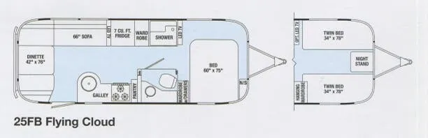 Airstream Flying Cloud 25FB floor plan