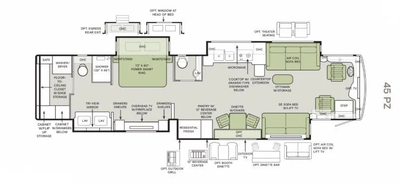 2026 Tiffin Zephyr 45 PZ - Floor plan
