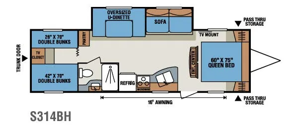 K-Z Sportsmen S314BH floor plan