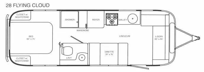 Airstream Flying Cloud 28 floor plan