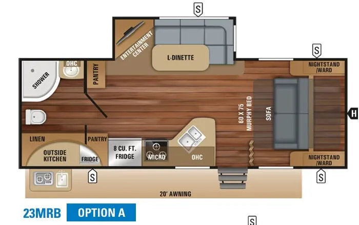 Jayco White Hawk 23MRB floor plan