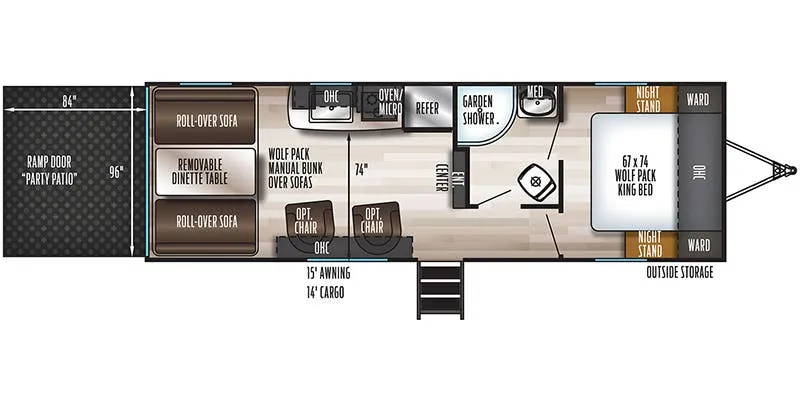 2021 Forest River Cherokee Wolf Pack Gold 24GOLD14 floor plan
