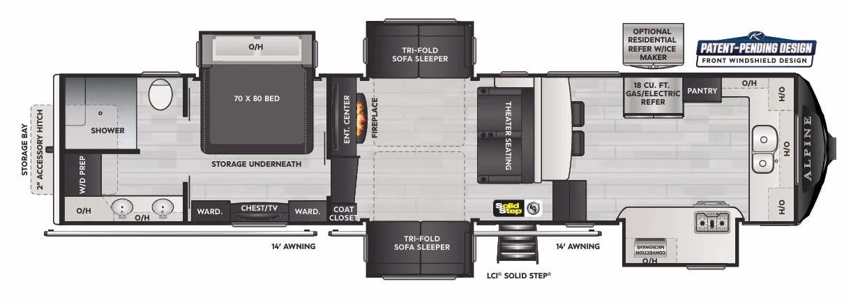 Keystone Alpine 3790FK floor plan