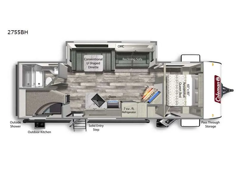 2022 Dutchmen Coleman Light 2755BH - Floor plan