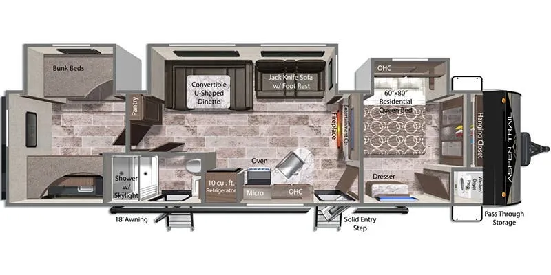Dutchmen Aspen Trail 3400BHS floor plan