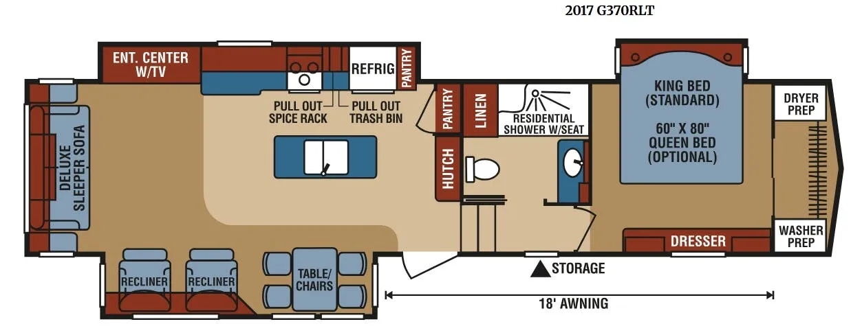 K-Z Durango Gold G370RLT floor plan