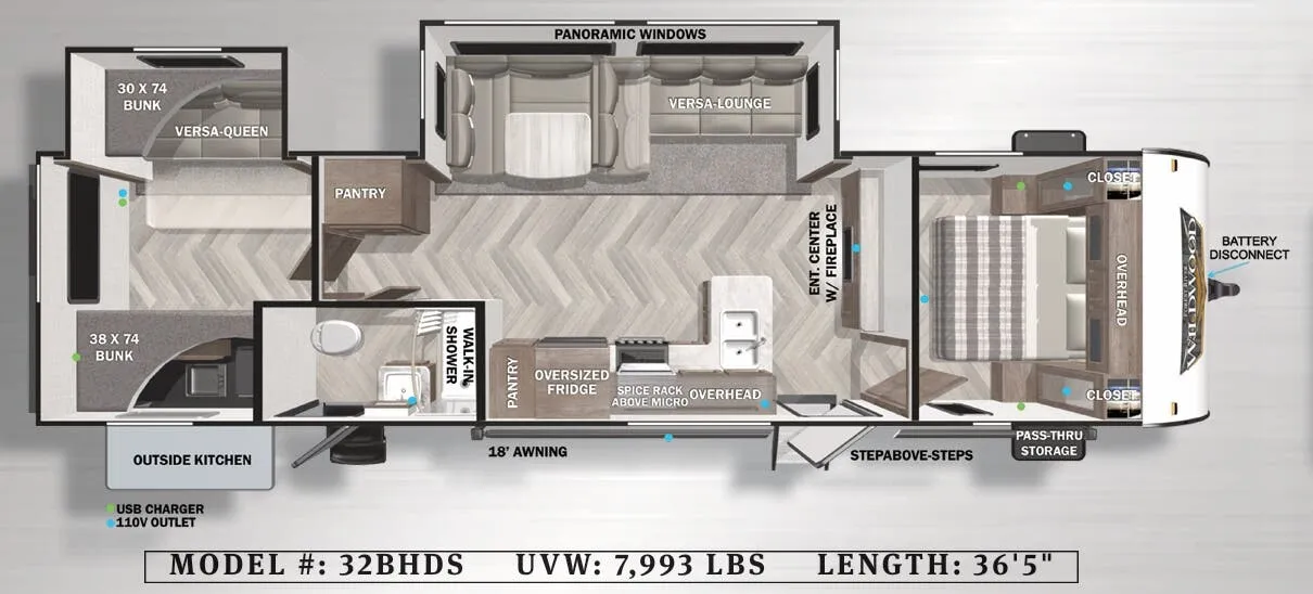 Forest River Wildwood 32BHDS floor plan