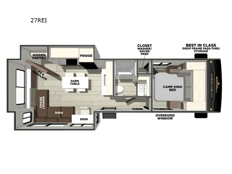 2026 Prime Time Avenger 27REI - Floor plan