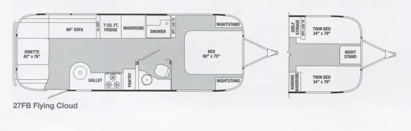 Airstream Flying Cloud 27FB floor plan