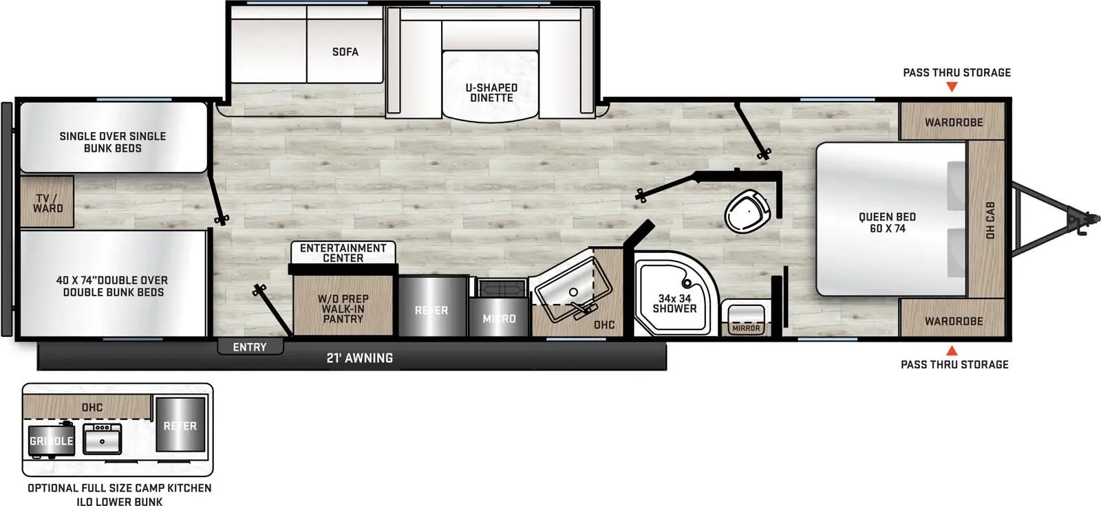 Forest River Aurora Light 28QBUNK floor plan