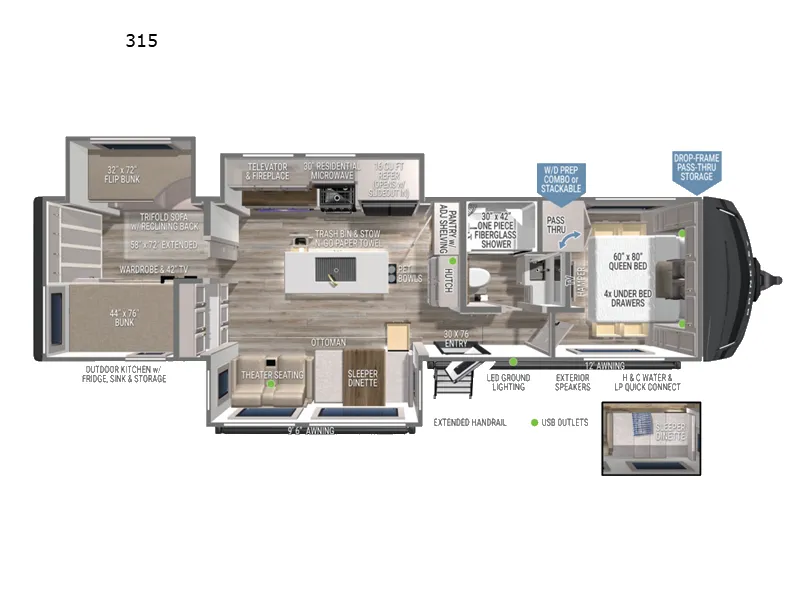 2026 Brinkley Model Z AIR 315 - Floor plan