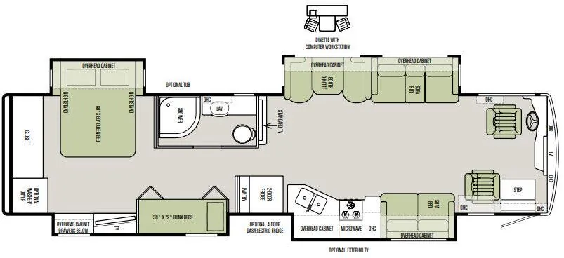 Tiffin Allegro Red 38 QBA floor plan