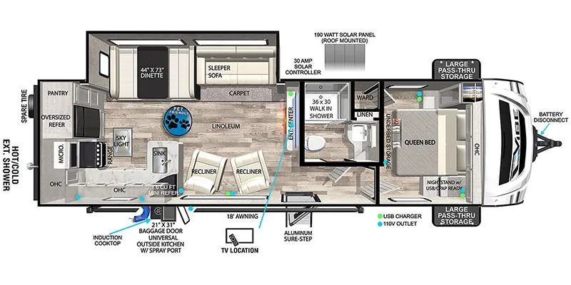 2022 Forest River Vibe 26RK floor plan