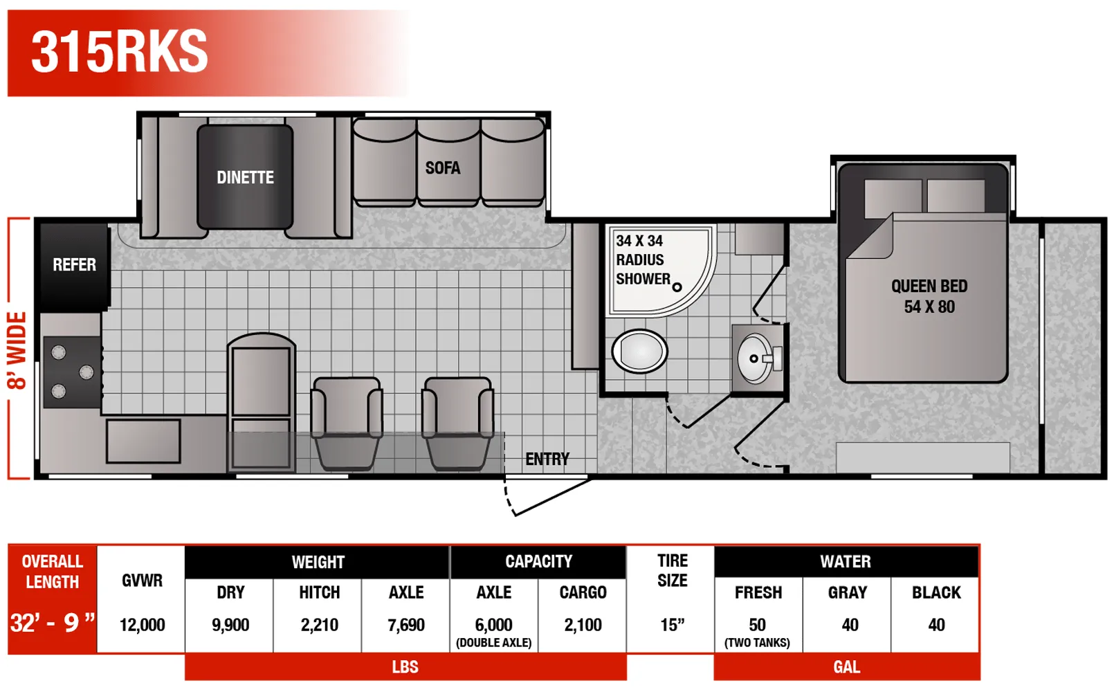 Genesis Supreme Surfside 315RKS floor plan