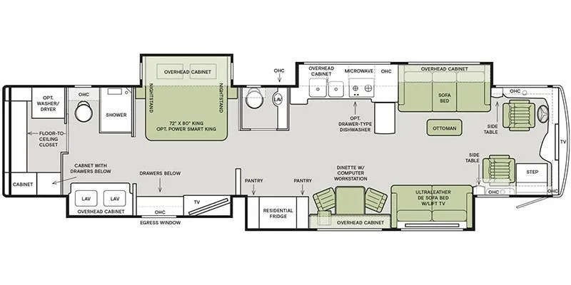 2021 Tiffin Allegro Bus 45 OPP - Floor plan