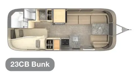 Airstream Flying Cloud 23CB Bunk floor plan