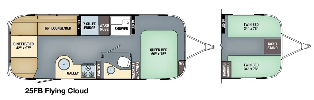 2016 Airstream Flying Cloud 25FB floor plan